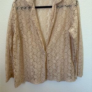 Vintage Elegant Lace Blazer in Beige
